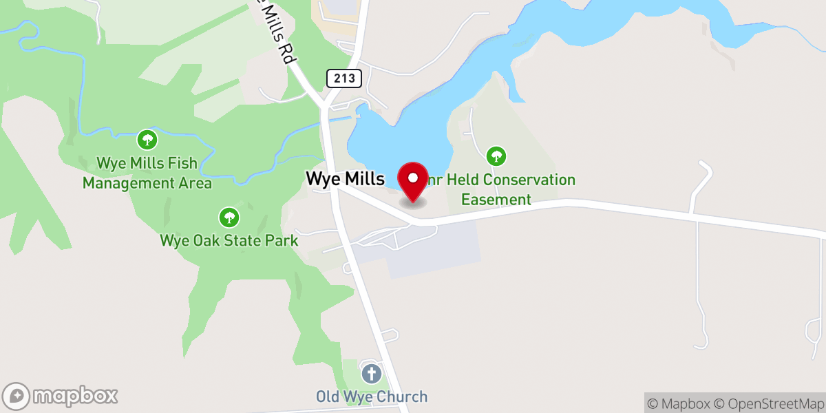 Map showing location of Wye Mills United Methodist Church