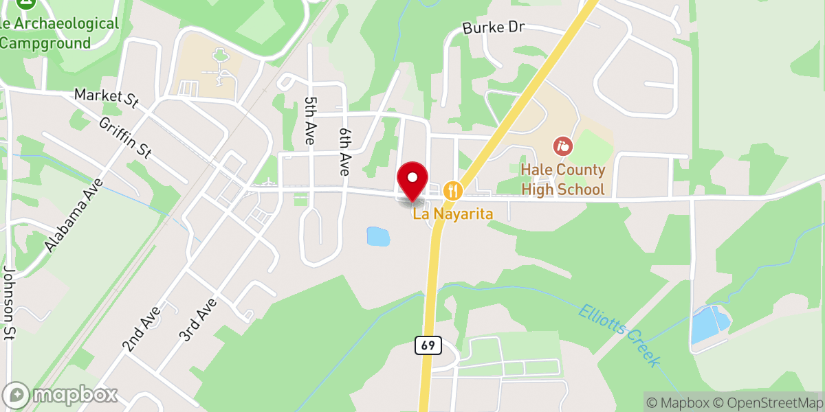 Map showing location of Moundville United Methodist Church