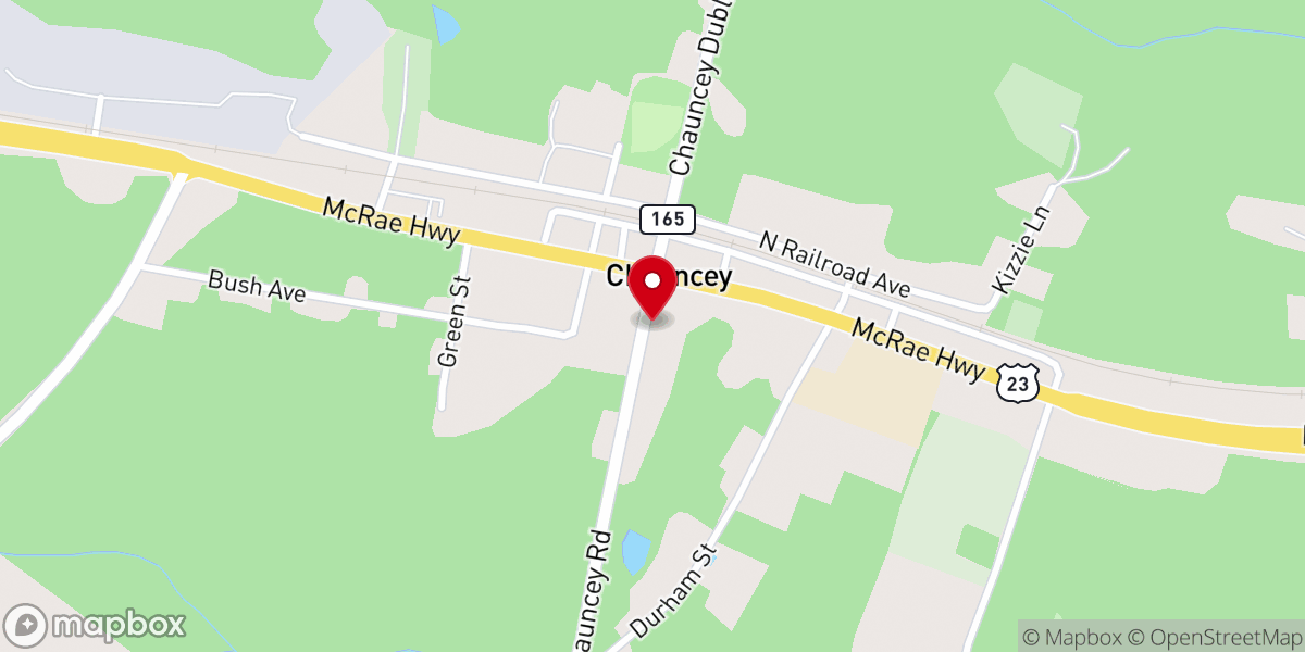 Map showing location of Chauncey Baptist Church