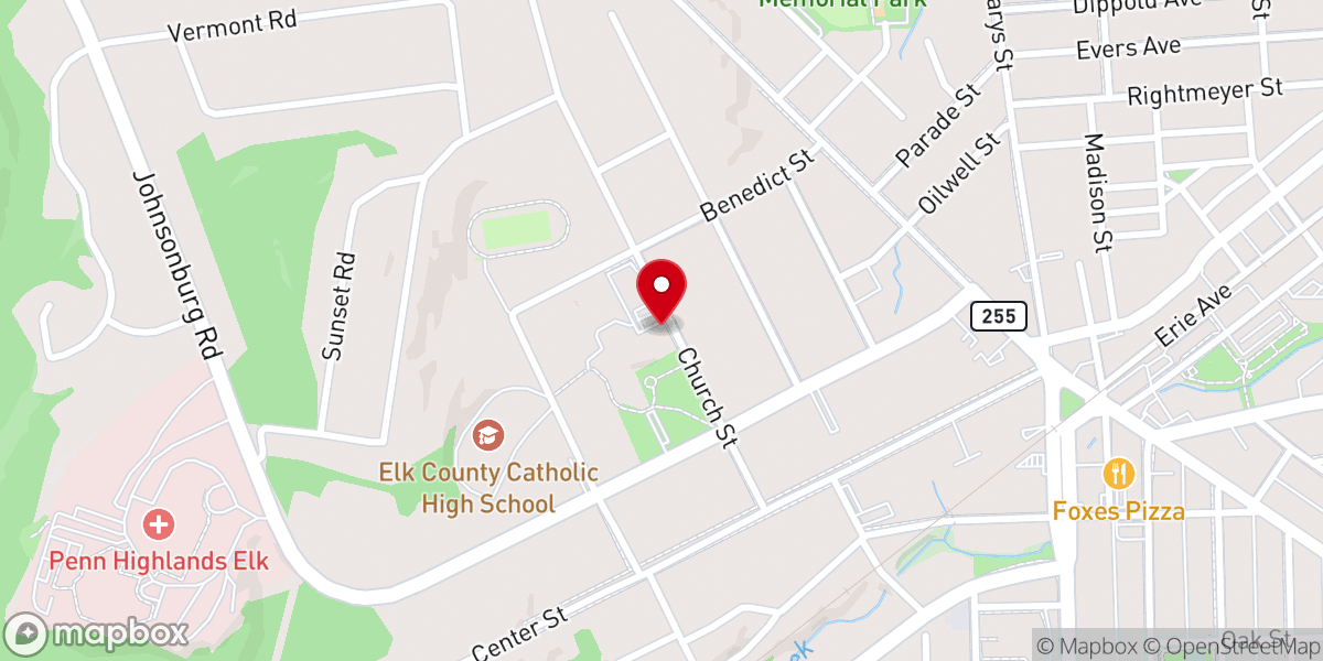 Map showing location of St Mary's Catholic Church