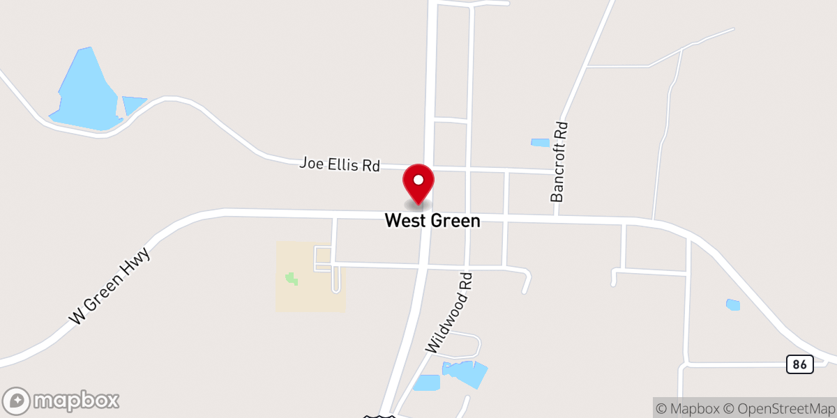 Map showing location of West Green Baptist Church