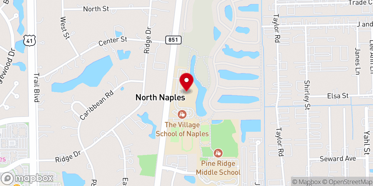 Map showing location of North Naples Church