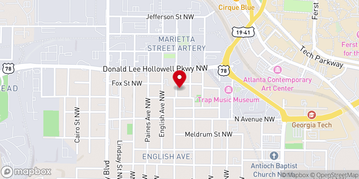 Map showing location of Apostolic Faith Church