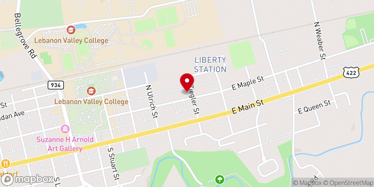Map showing location of Annville Church of the Brethren