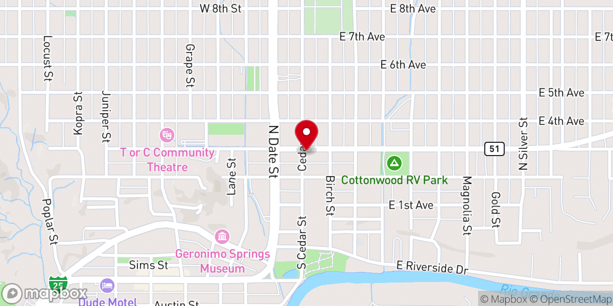 Map showing location of First Christian Church
