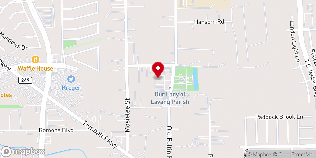 Map showing location of Our Lady of Lavang Church in Houston