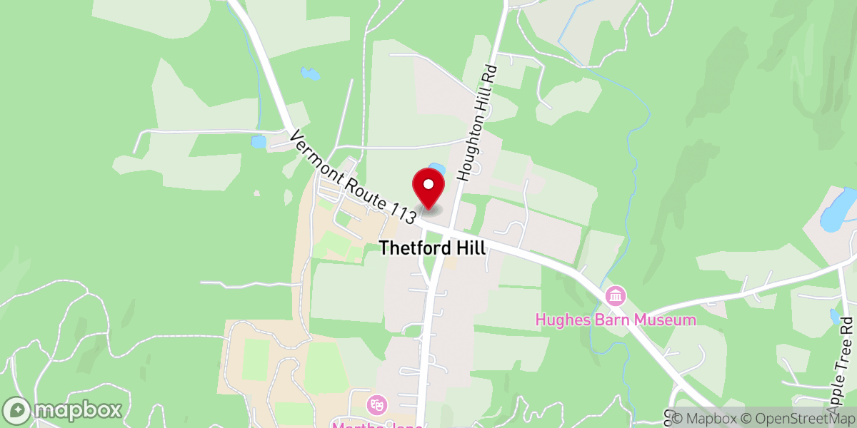 Map showing location of Thetford Hill Congregational Church