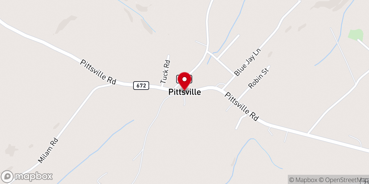 Map showing location of Pittsville
