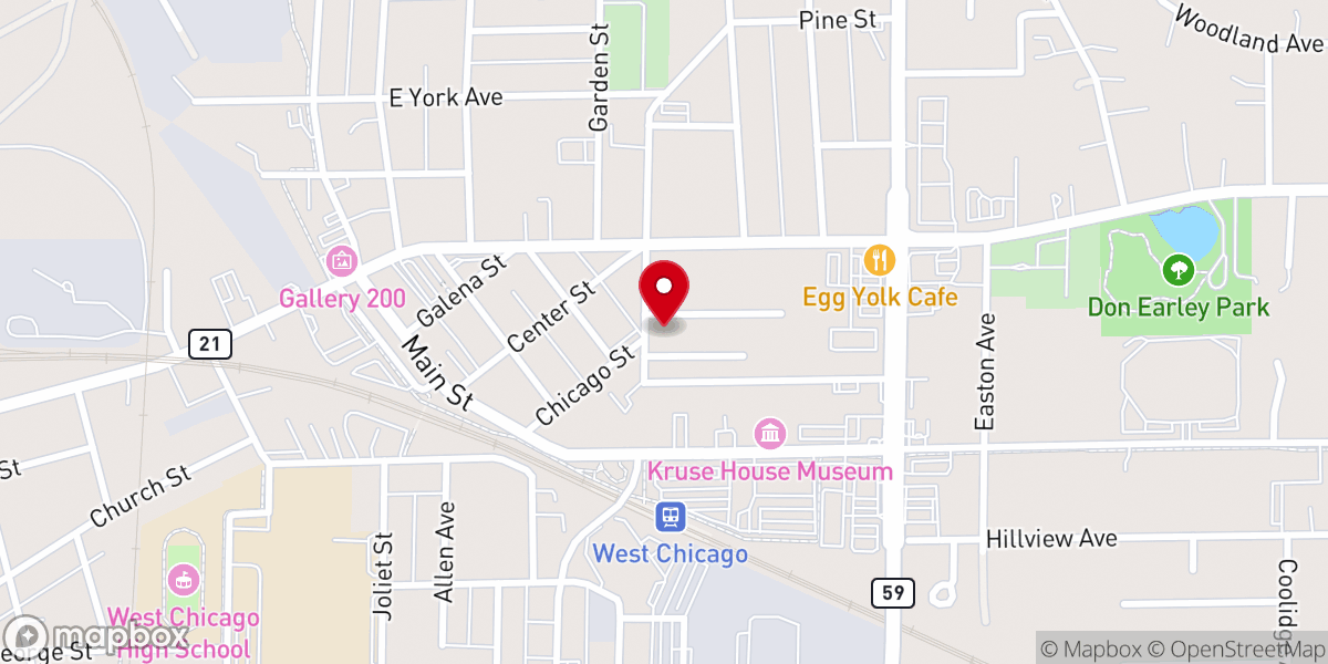 Map showing location of West Chicago Bible Church