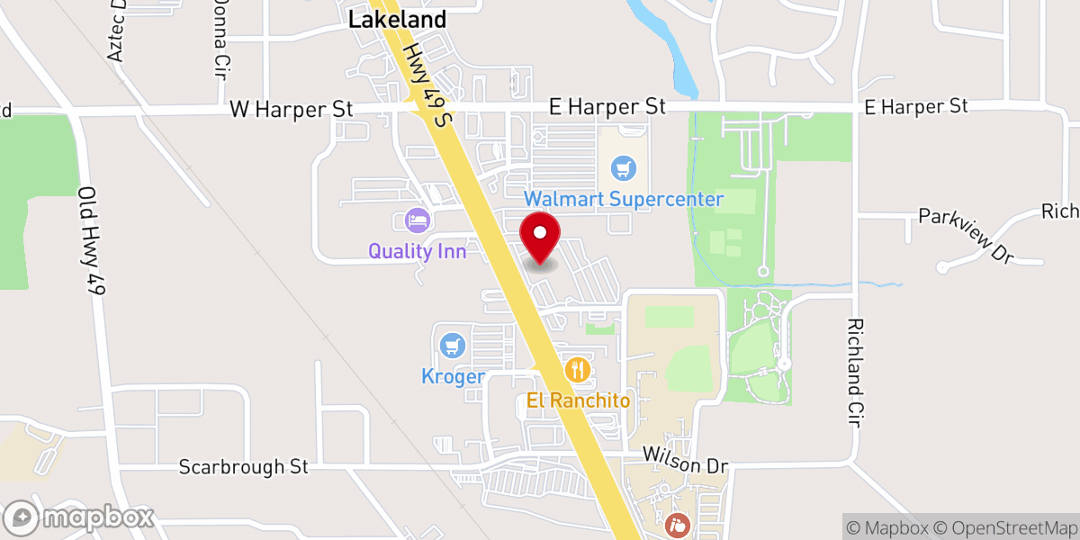Map showing location of First Baptist Church of Richland
