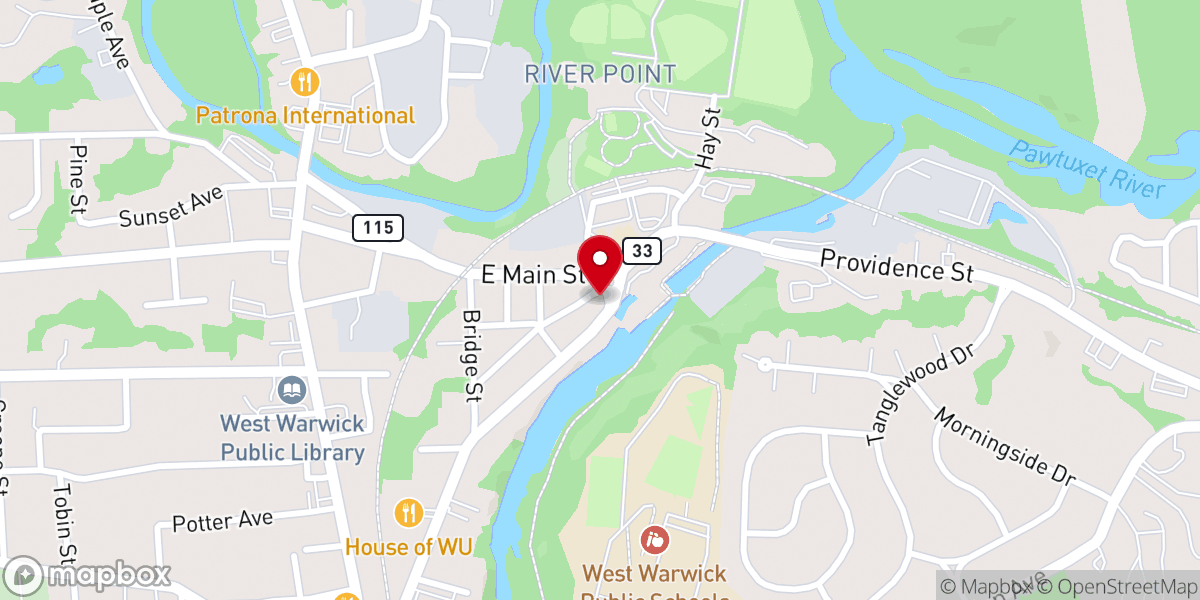 Map showing location of West Warwick Church of God
