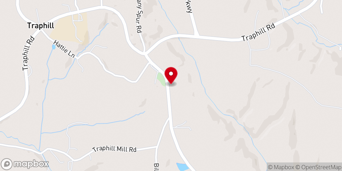 Map showing location of Traphill Baptist Church