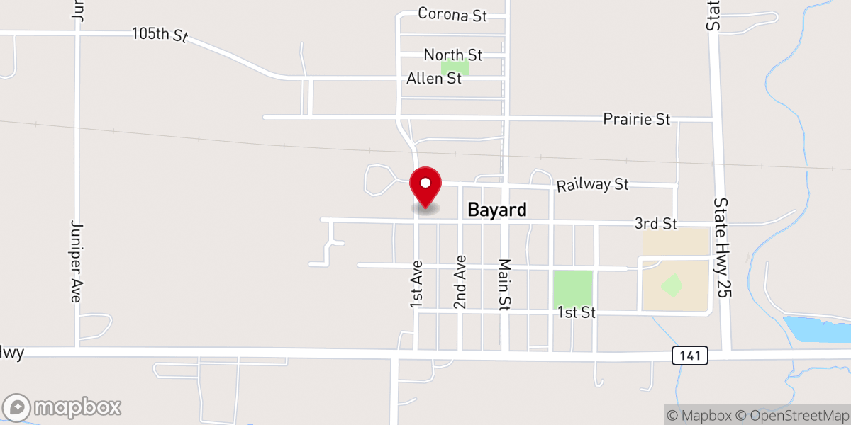 Map showing location of Bayard Methodist Church