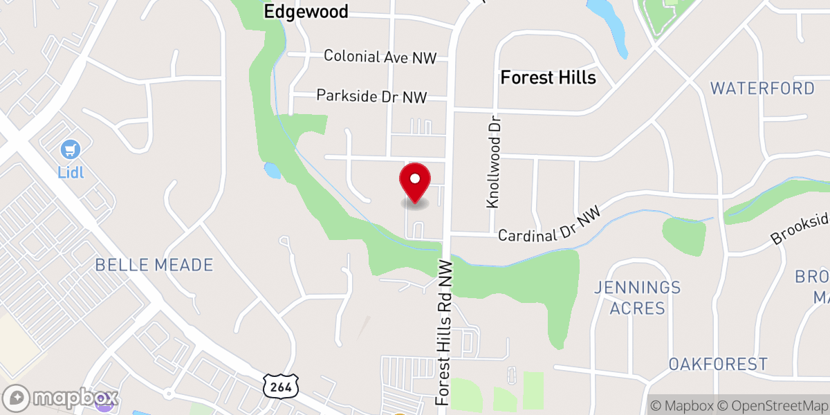 Map showing location of Forest Hills Baptist Church