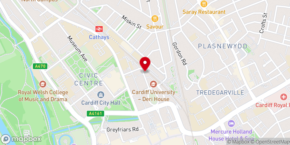 Map showing location of Cardiff SNU Spiritualist Church and Healing Centre - Park Grove