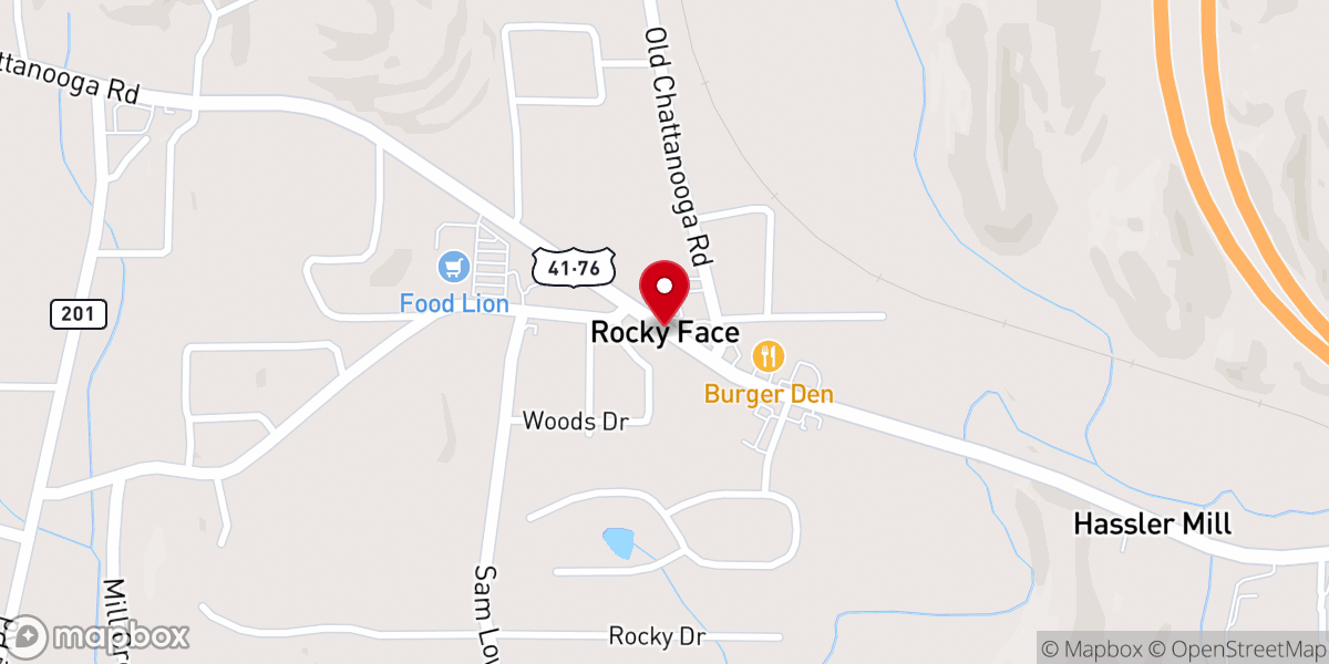 Map showing location of Rocky Face