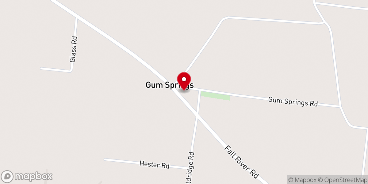 Map showing location of Gum Springs Baptist Church