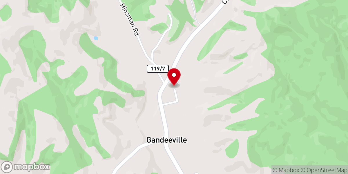 Map showing location of Gandeeville Community Church