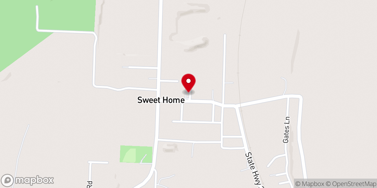 Map showing location of First Baptist Church Sweet Home