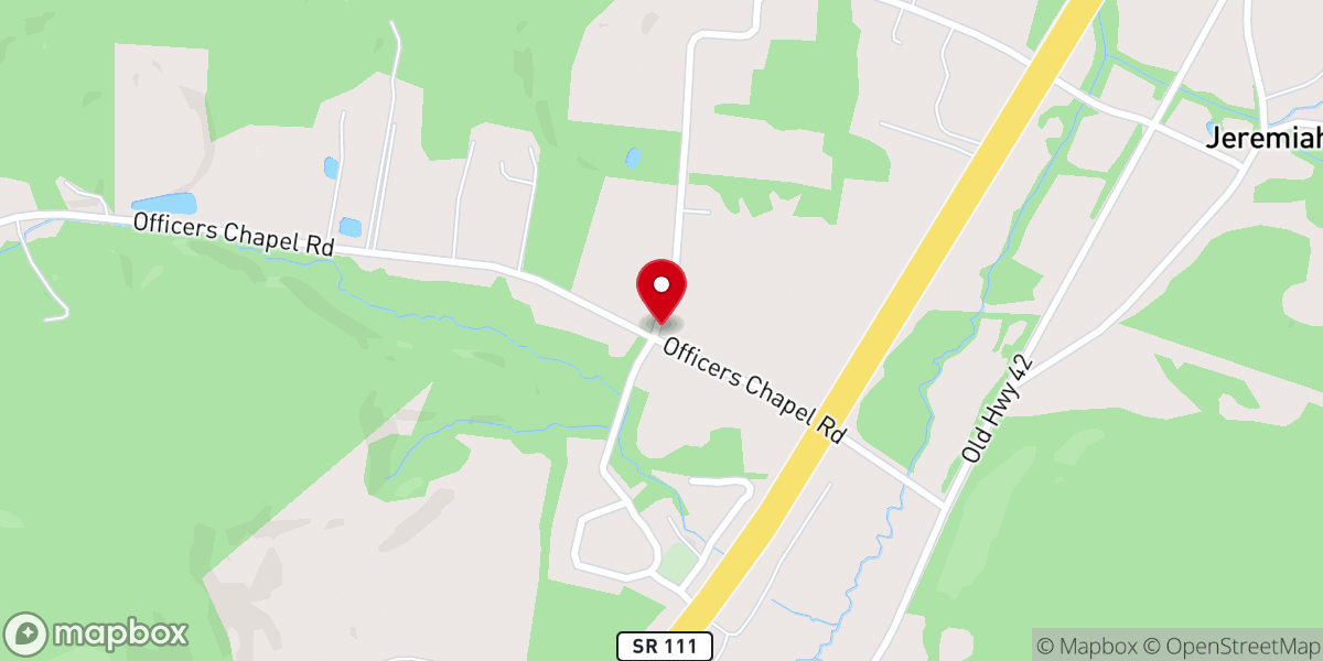 Map showing location of Officer Chapel Church