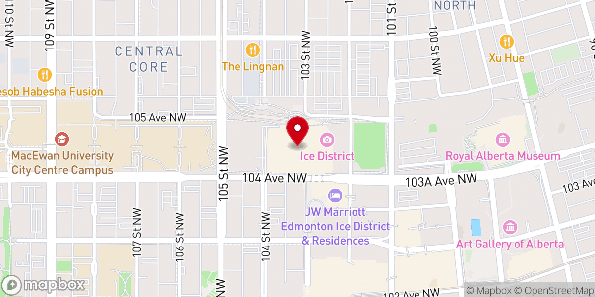 Map showing location of Rogers Place