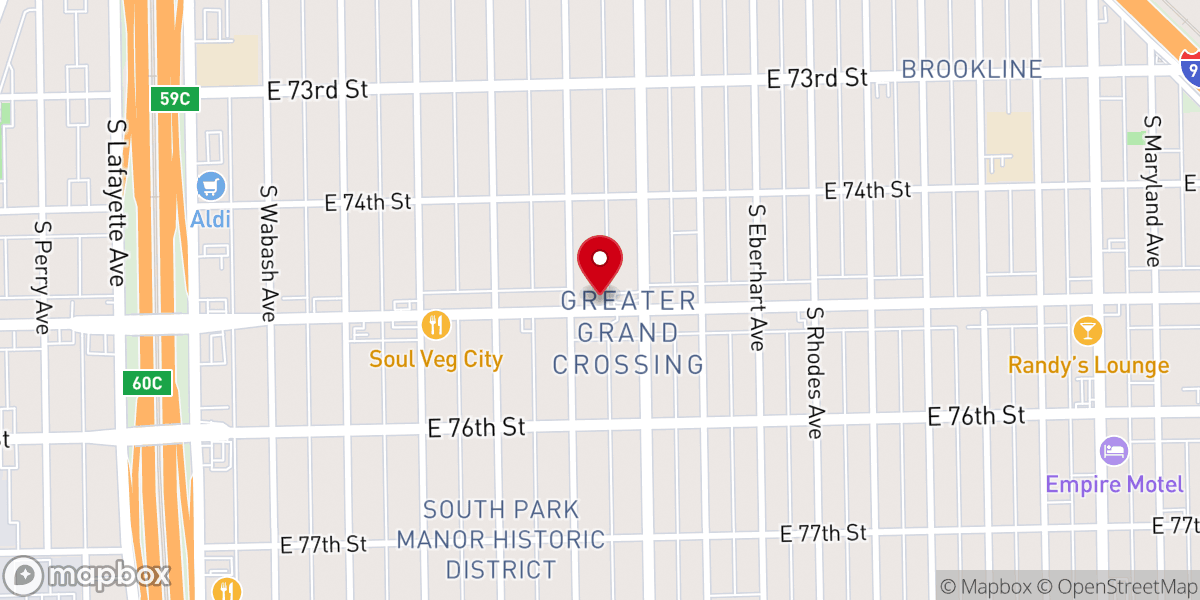 Map showing location of Cathedral of Love Missionary Baptist Church