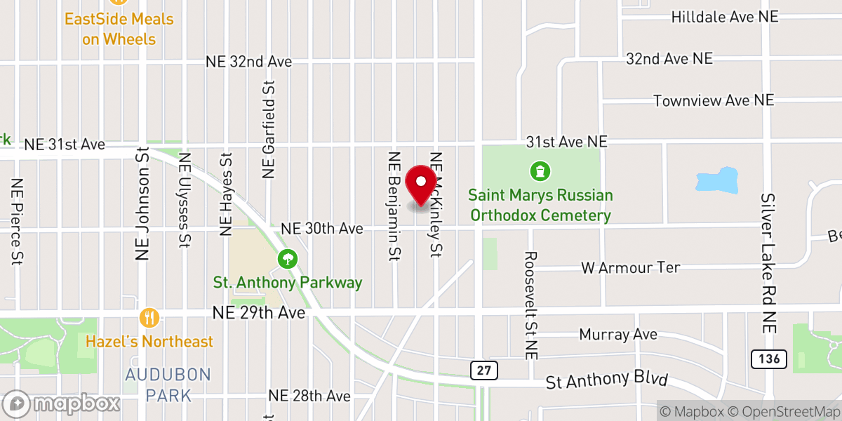 Map showing location of Gloria Dei Lutheran Church