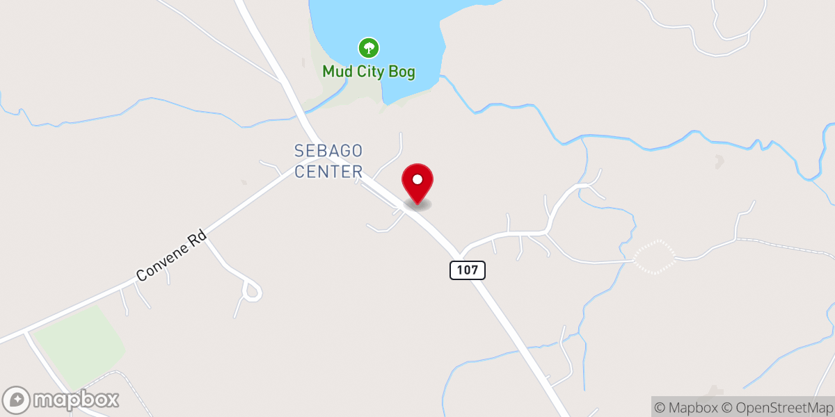 Map showing location of Sebago Center Community Church
