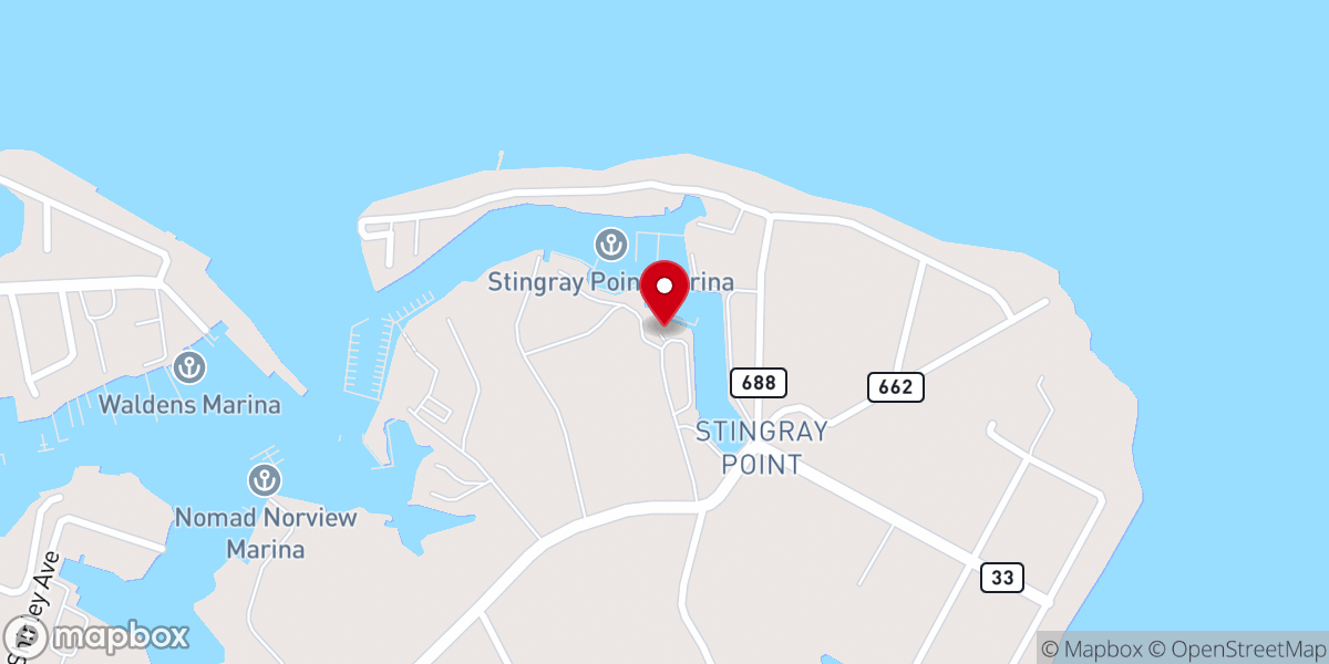 Map showing location of Stingray Point Lighthouse (replica)