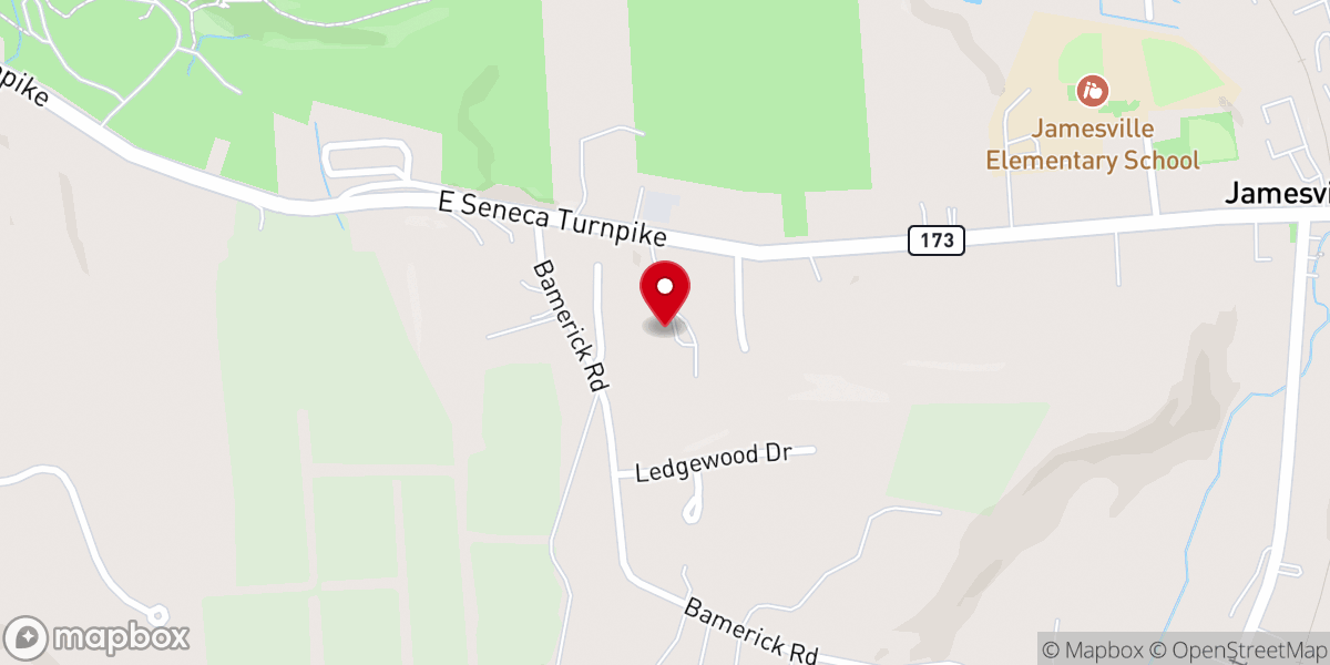 Map showing location of Jamesville Community Church