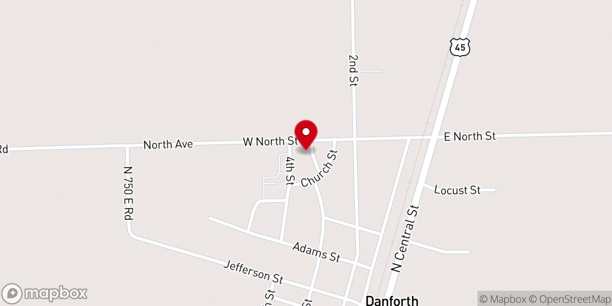 Map showing location of Danforth Reformed Church