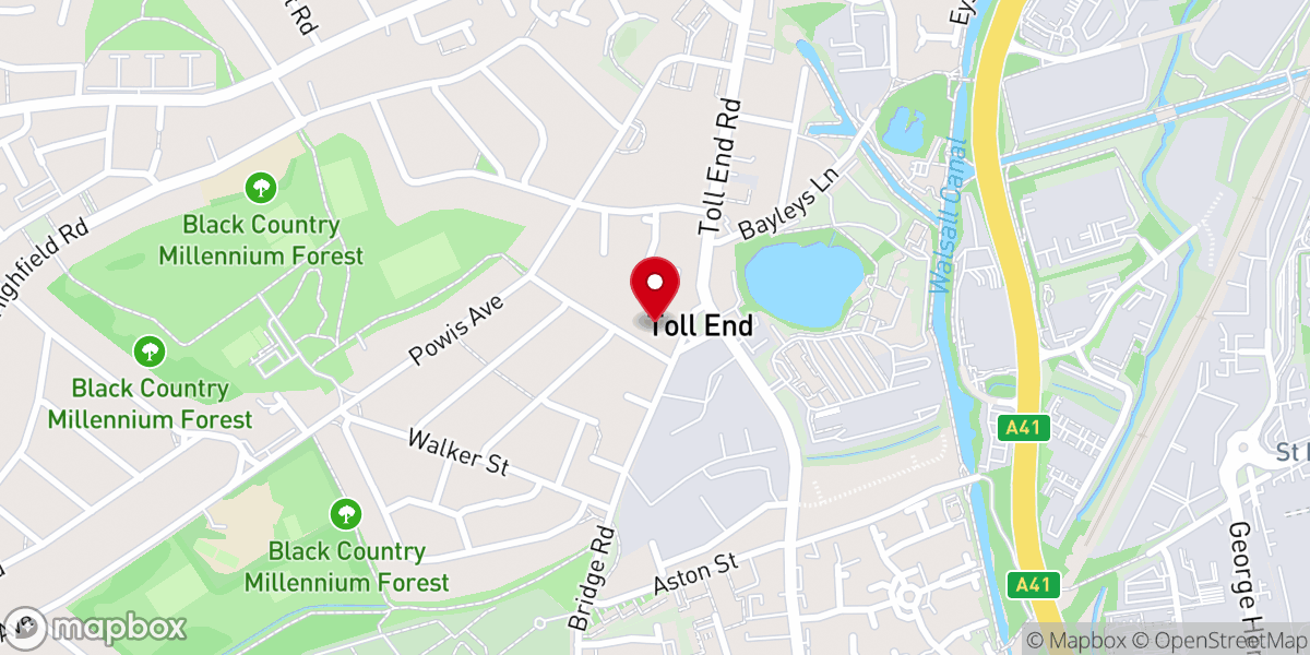 Map showing location of Toll End Methodist Church