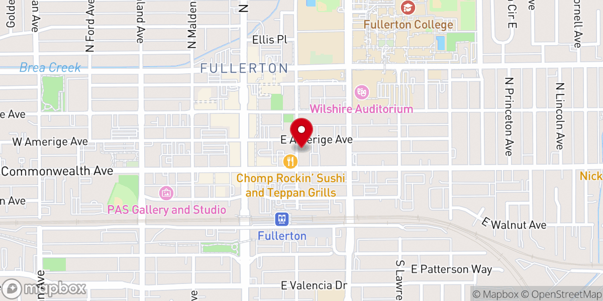 Map showing location of Calvary Chapel of Fullerton