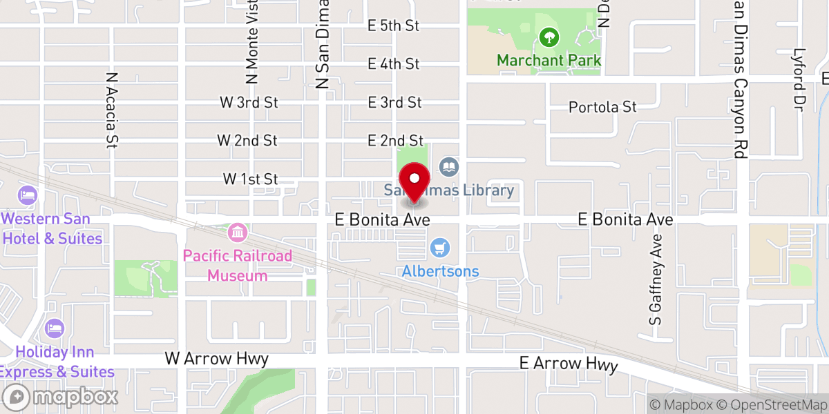 Map showing location of San Dimas Farmers Market