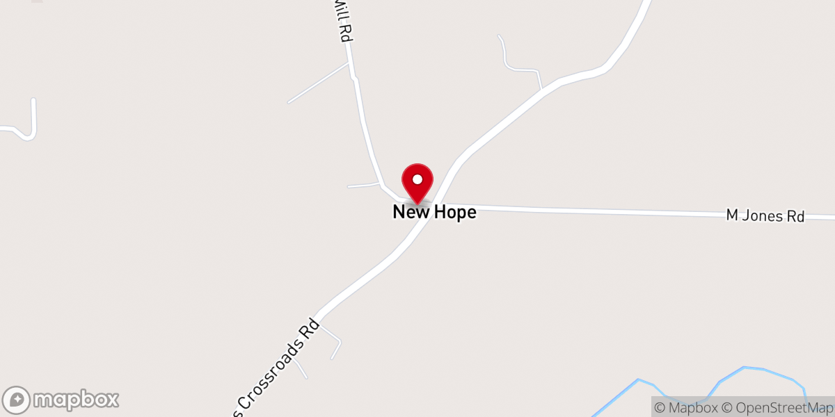 Map showing location of New Hope Missionary Baptist