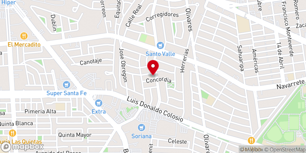 Map showing location of Parroquia Santa Elena de la Cruz