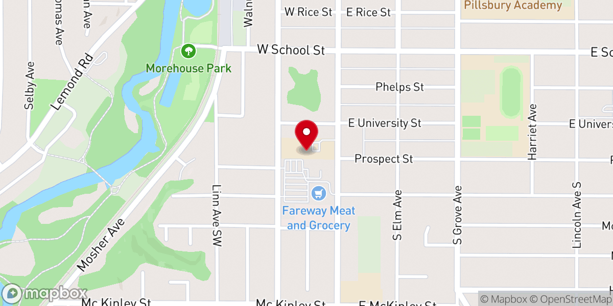 Map showing location of Office of Youth Ministry and Faith Formation