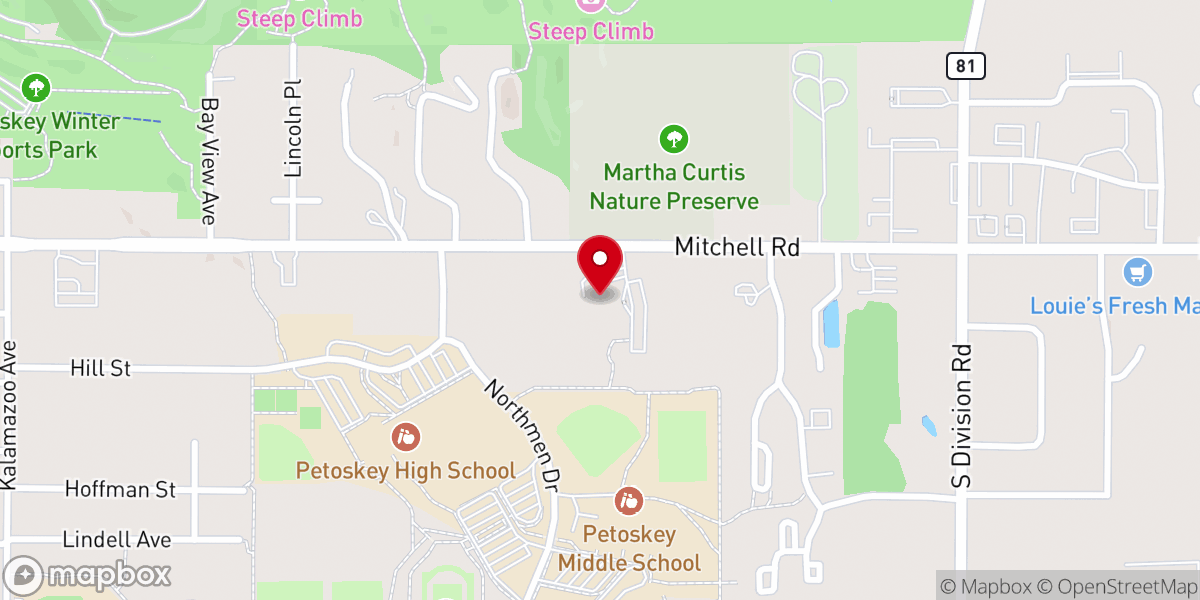 Map showing location of Petoskey United Methodist Church