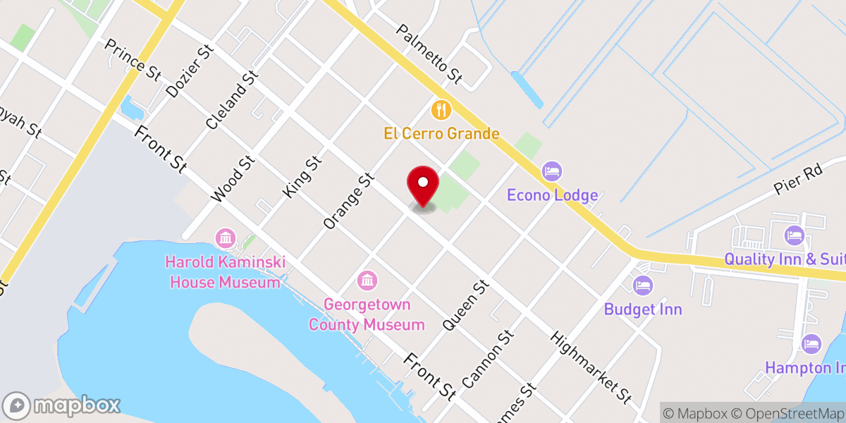 Map showing location of Prince George Winyah Parish Church