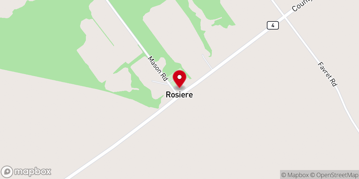 Map showing location of St. Vincent de Paul Parish (Rosiere)