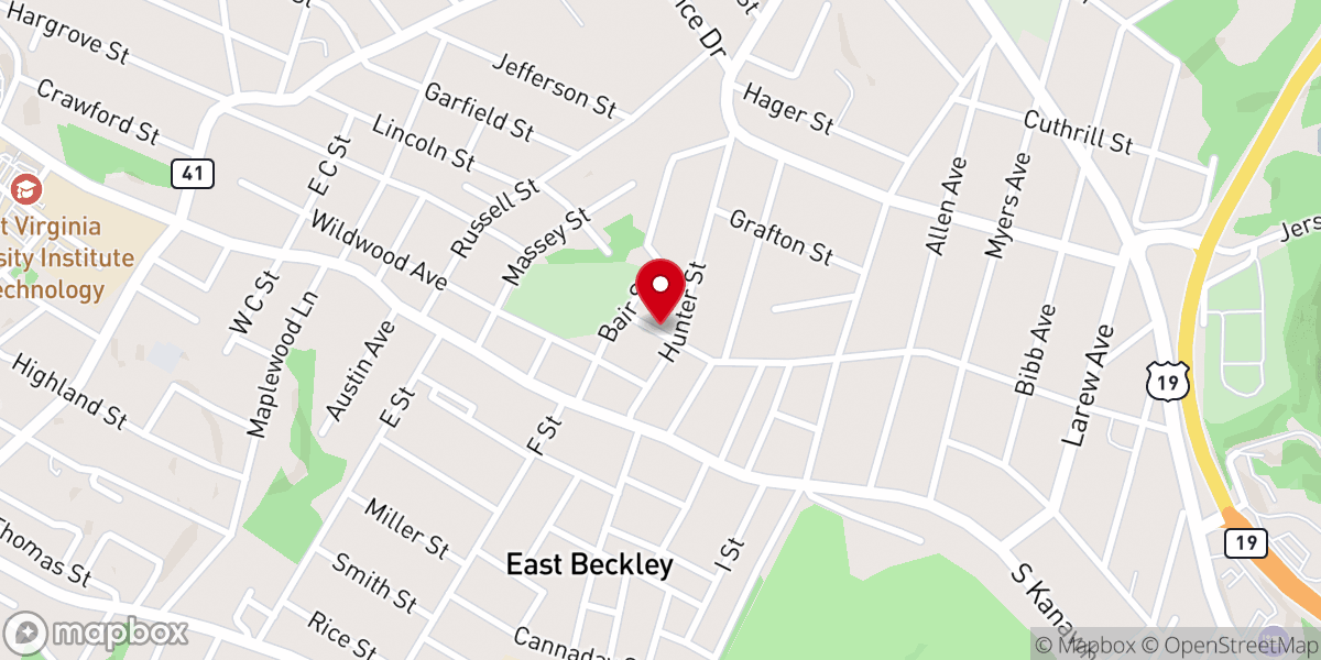 Map showing location of East Beckley Seventh Day Adventist Church