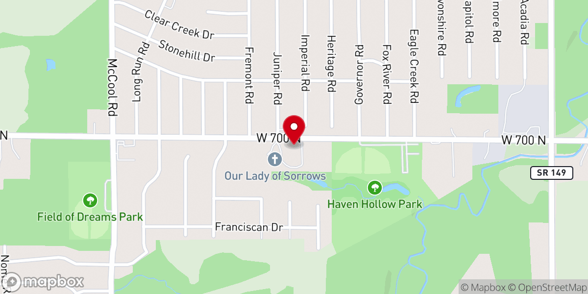 Map showing location of Our Lady of Sorrows Parish