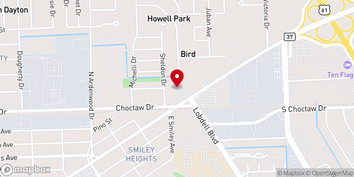 Map showing location of Gloryland Baptist Church