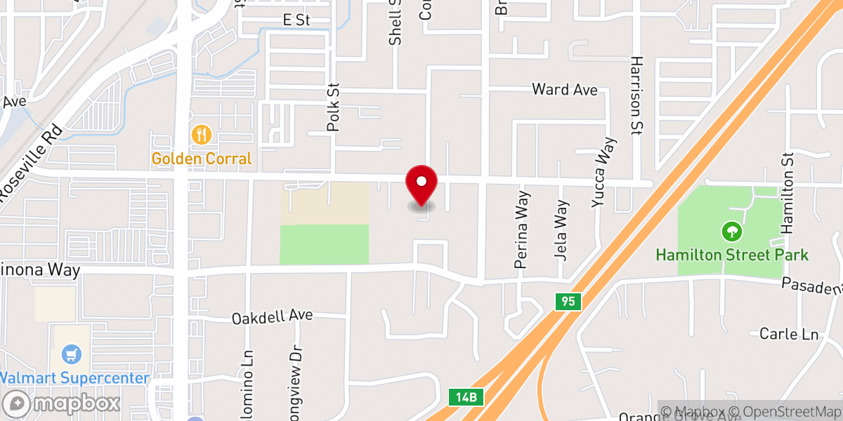 Map showing location of North Highlands Community Church