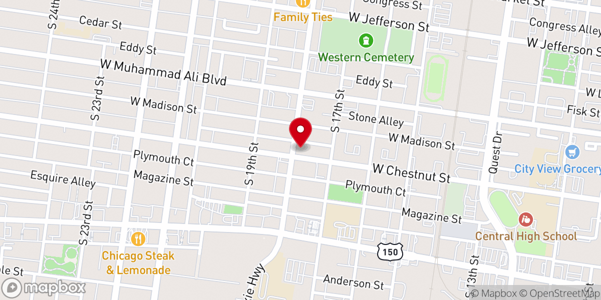 Map showing location of West Chestnut St Baptist Church
