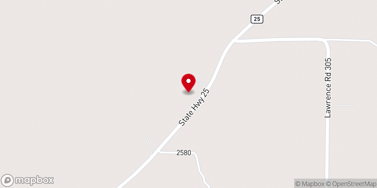 Map showing location of Oak Grove Baptist Church