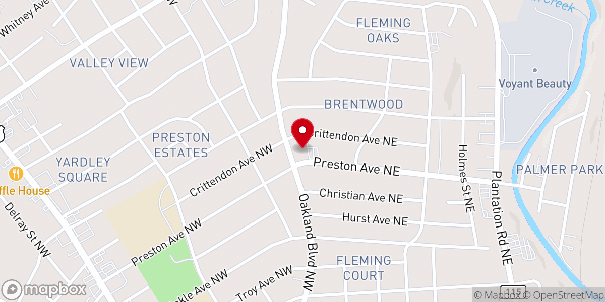 Map showing location of Preston Oaks Baptist Church