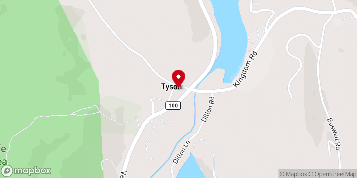 Map showing location of Tyson Congregational Church