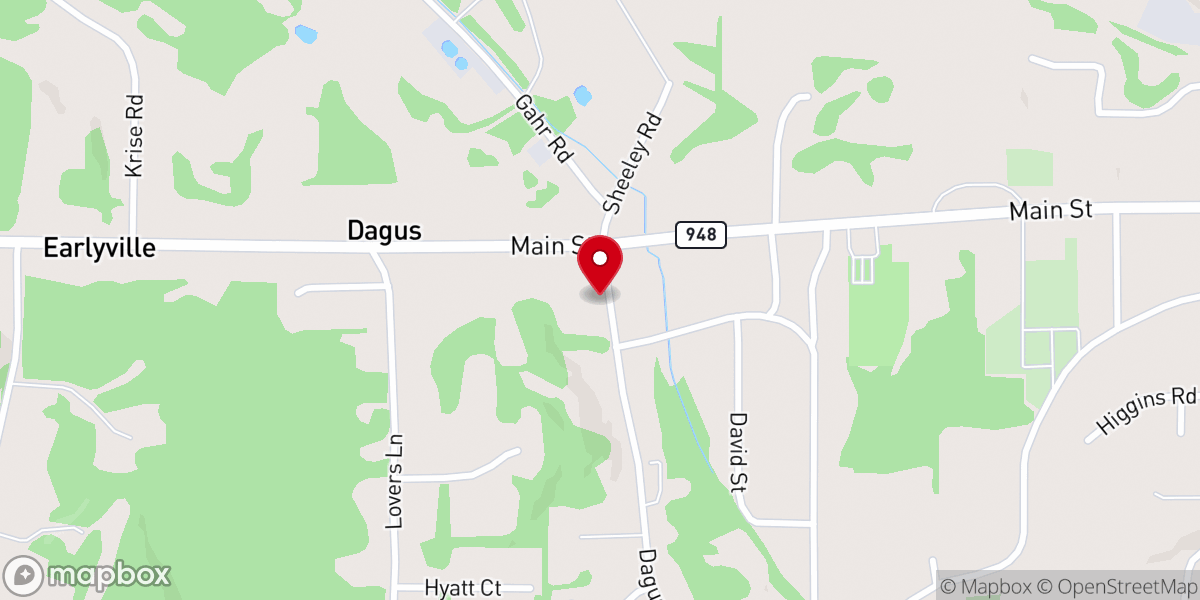 Map showing location of Kersey United Methodist Church