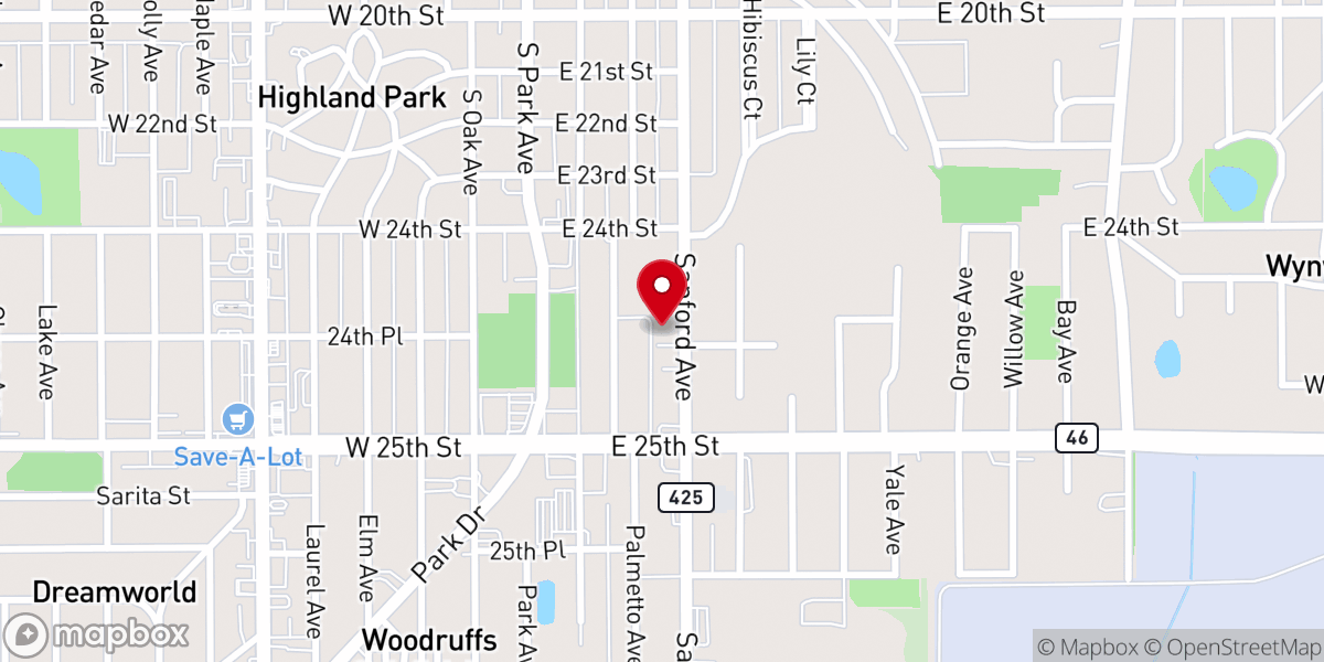 Map showing location of Sanford Bible Church
